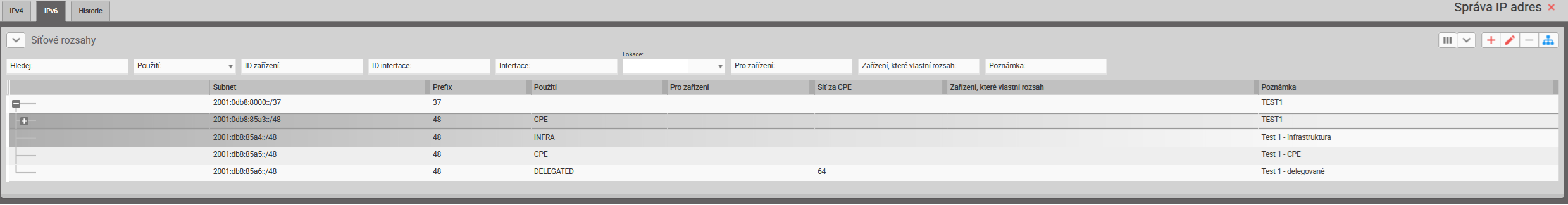 Modul správa IPv6 adres